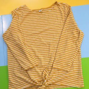 Yellow and white stripped shirt with tie🎃
